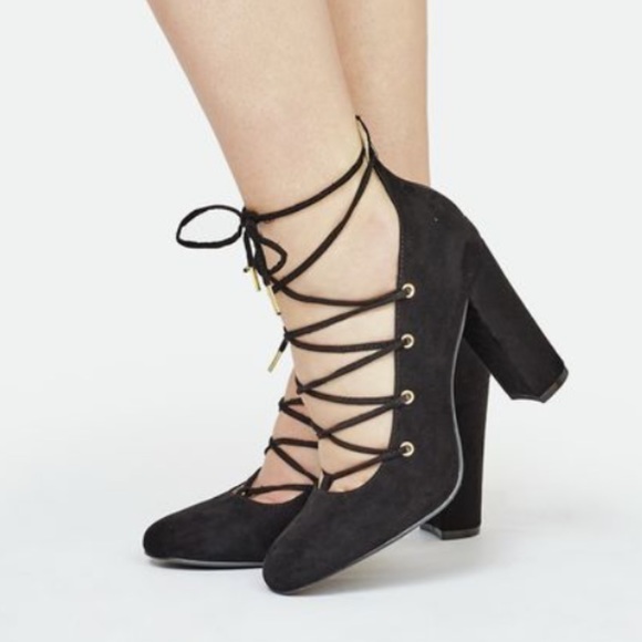 JustFab Shoes - Lace-Up Block Heel